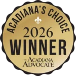 Acadiana's Choice 2026 Winner badge from The Acadiana Advocate